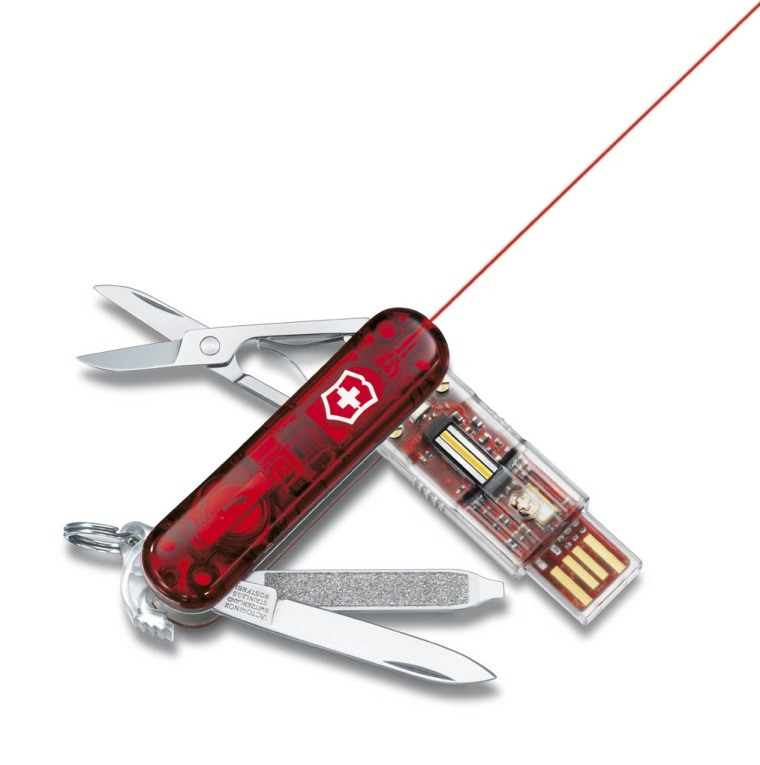 The whopping 32GB USB drive that’s included on the Victorinox Presentation Pro can hold about twice as much music and video as the biggest iPhone. One caveat: Make sure to pack it in your checked luggage to comply with airport-security regulations. swissarmy.com; $330.